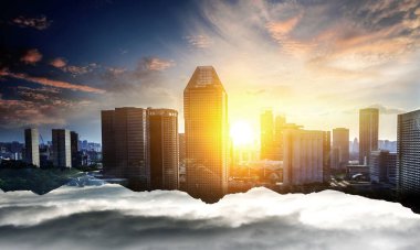 Akıllı şehir konsepti. Karışık ortam