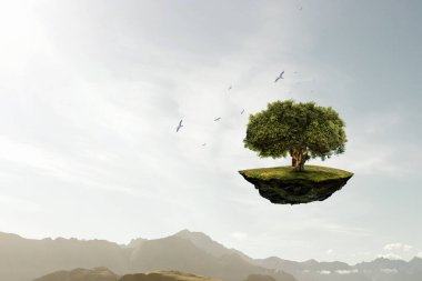 Ağaç ve manzaranın resmi