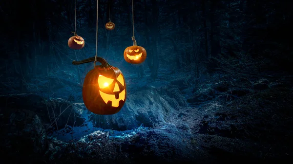 Halloween-Bild mit Kürbissen. Gemischte Medien — Stockfoto