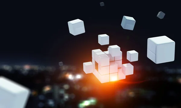 Des cubes lumineux. Innovation et créativité concept — Photo