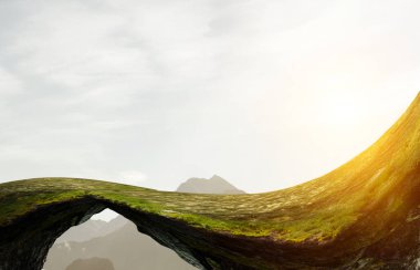 Yeşil kıvrımlı çimenli manzara