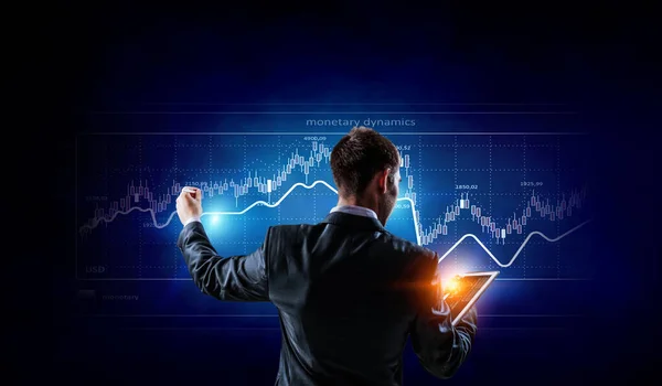 Företagsdiagram och handelsövervakare — Stockfoto