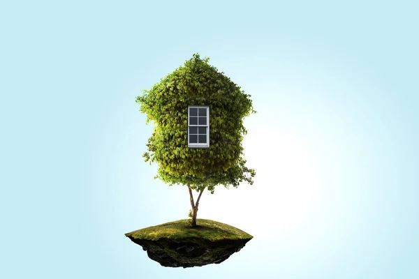 Yeşil çimlerin üzerinde Küçük Eko Evi — Stok fotoğraf