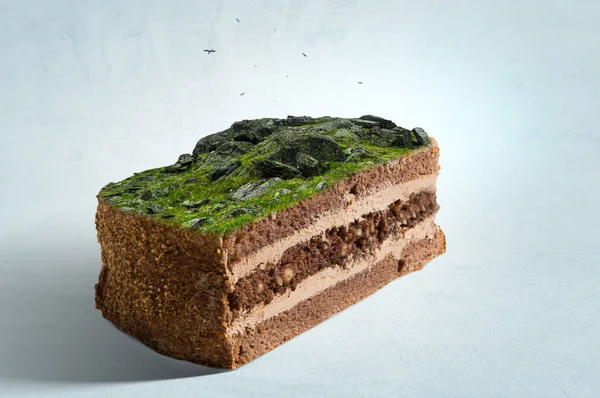 Zielony krajobraz na szczycie tortu — Zdjęcie stockowe