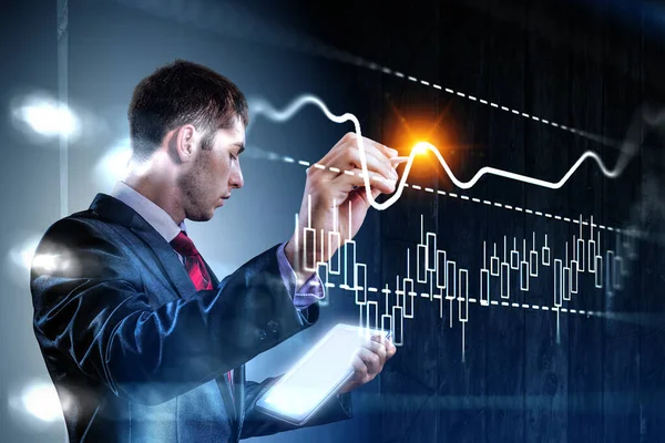 Graf podnikání a monitoring obchodu — Stock fotografie