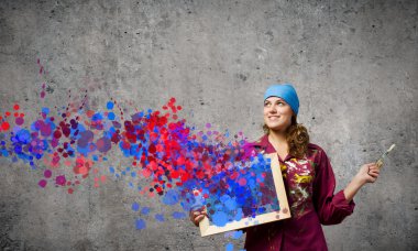 kare renkli sıçraması ile tutarak ressam