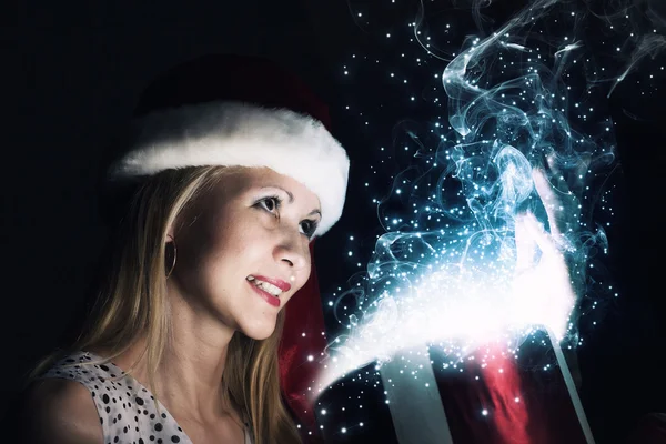 Santa kvinna i hatt — Stockfoto