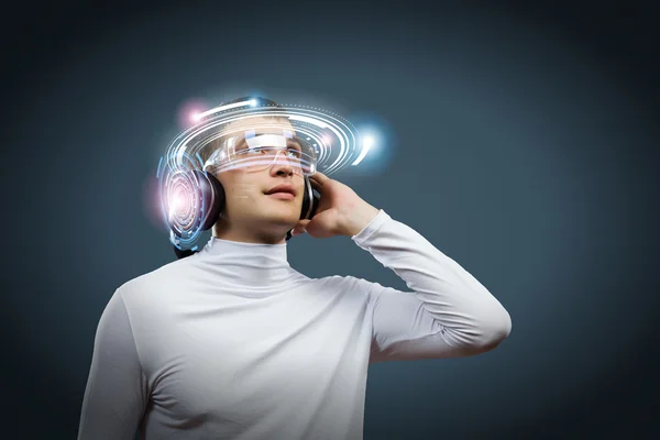 Young man wearing headphones — Stock Photo, Image