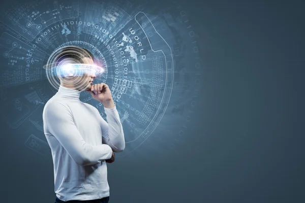 Man with hologram around head — Stock Photo, Image