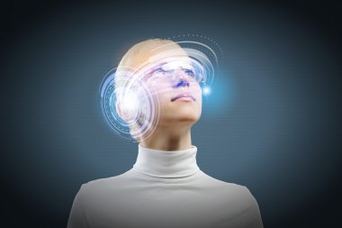 hologram kadınla yuvarlak baş
