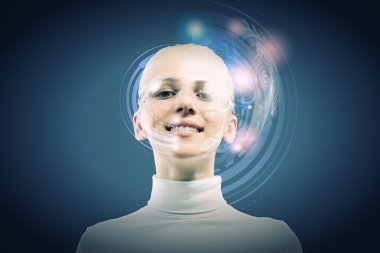 hologram kadınla yuvarlak baş