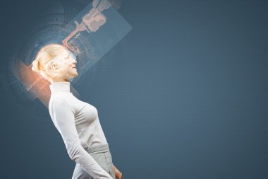 hologram kadınla yuvarlak baş