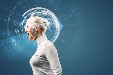 hologram kadınla yuvarlak baş