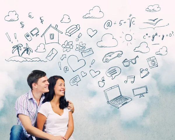 Young couple hugging each other — Stock Photo, Image