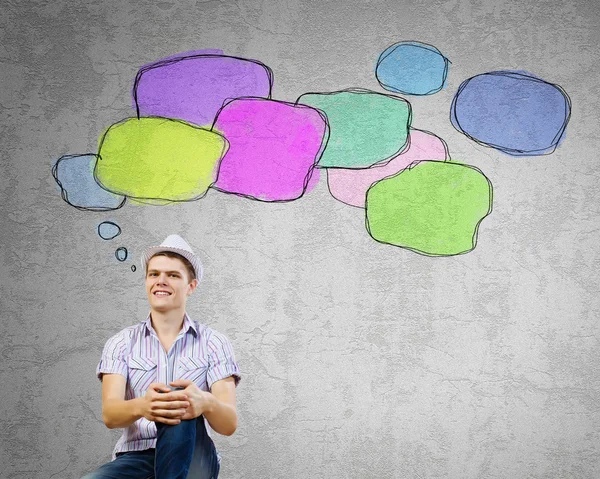 Man sitting and thinking — Stock Photo, Image