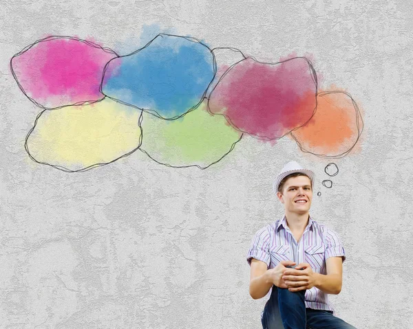 Man sitting and thinking — Stock Photo, Image