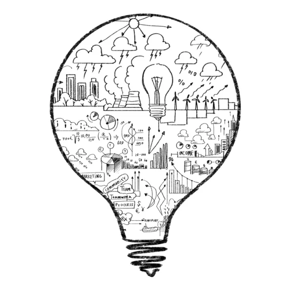 灯泡的概念性表示图 — 图库照片
