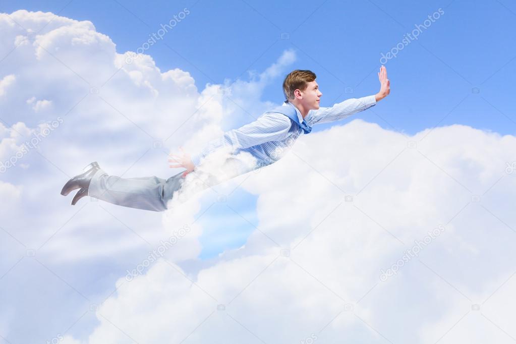 Flying businessman