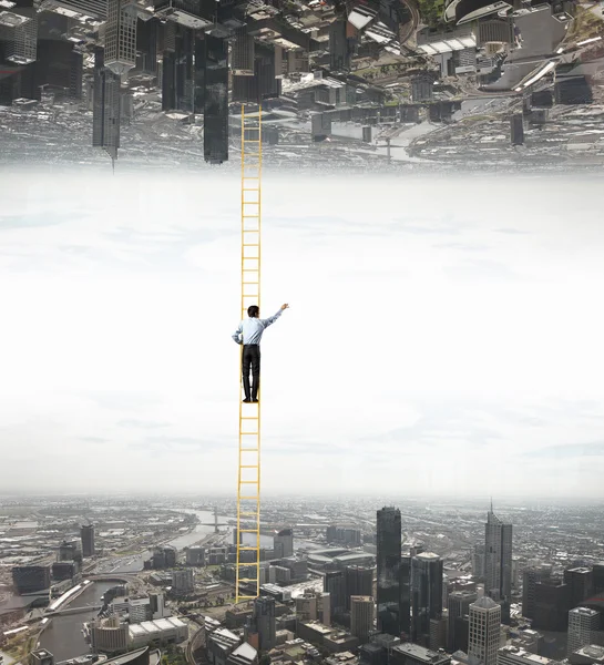 Businessman between two realities — Stock Photo, Image