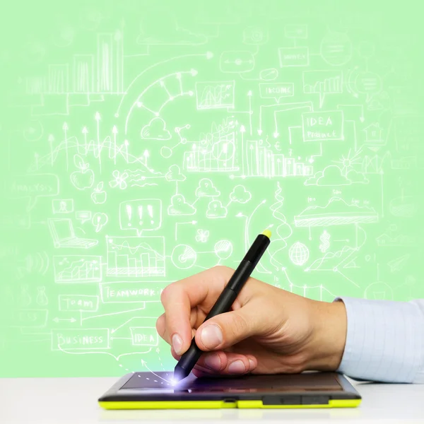 Hand tekening businessplan strategie — Stockfoto