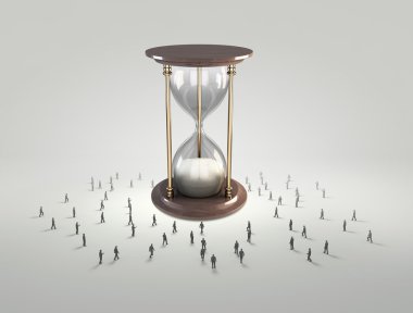 kum saati ve iş adamları silhouettes