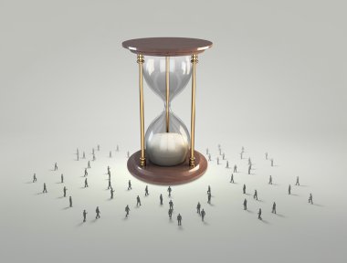 kum saati ve iş adamları silhouettes