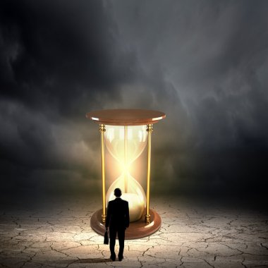 işadamı kum saati ve arka görünüm
