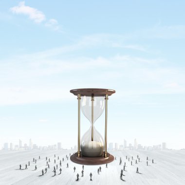 kum saati ve iş adamları silhouettes