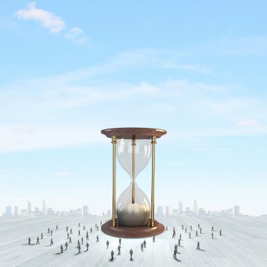 kum saati ve iş adamları silhouettes