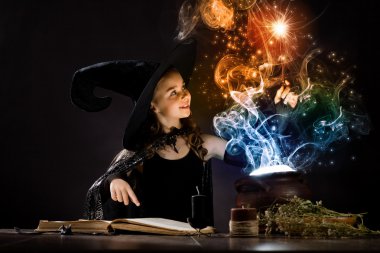 Witch reading conjure clipart
