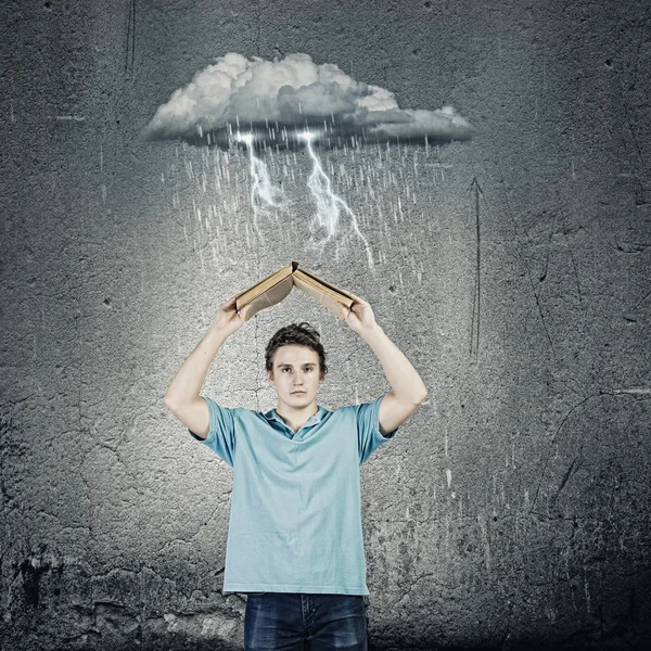 Man with opened book — Stock Photo, Image