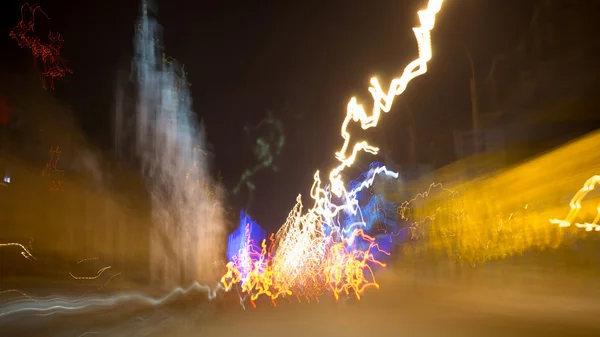 City lights and moving cars — Stock Photo, Image