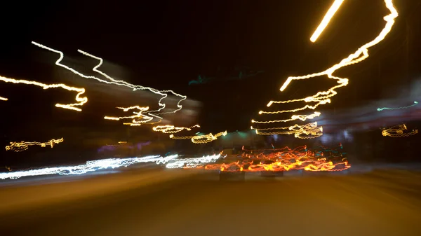 City lights and moving cars — Stock Photo, Image