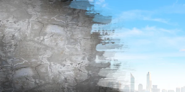 Цементная стена раскрашена как небо — стоковое фото