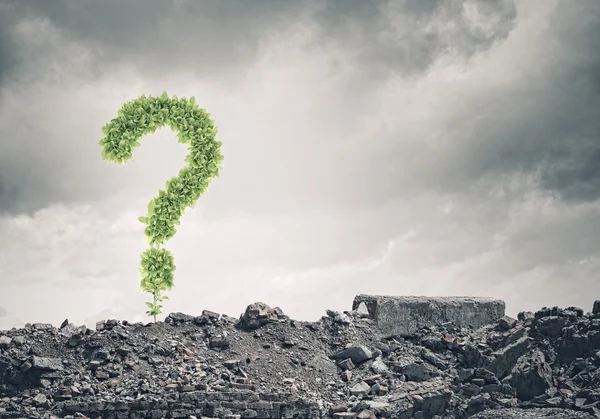 Image with green question mark — Stock Photo, Image