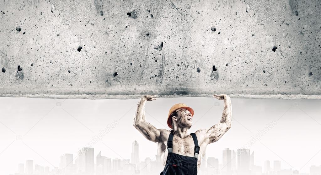 Hombre Pared Elevacion Por Encima De La Cabeza Foto De Stock