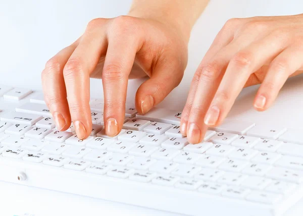 Hands typing on keyboard — Stock Photo, Image