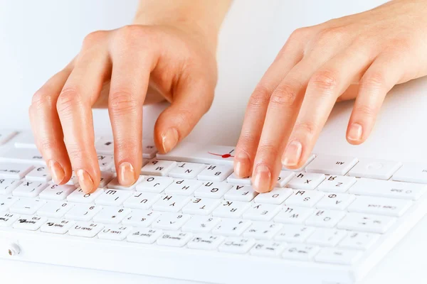 Hands typing on keyboard — Stock Photo, Image