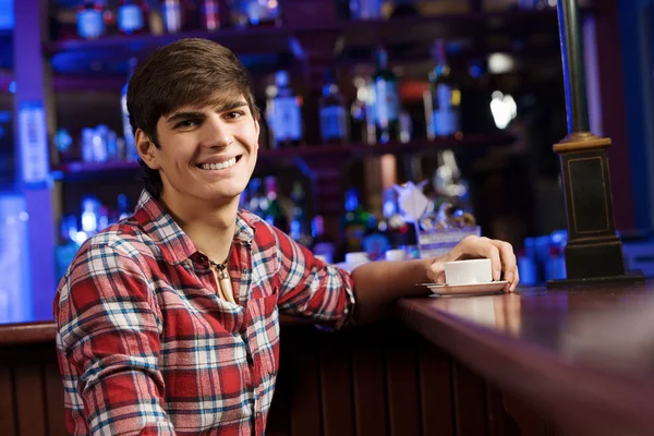 Handsome man at bar — Stock Photo, Image