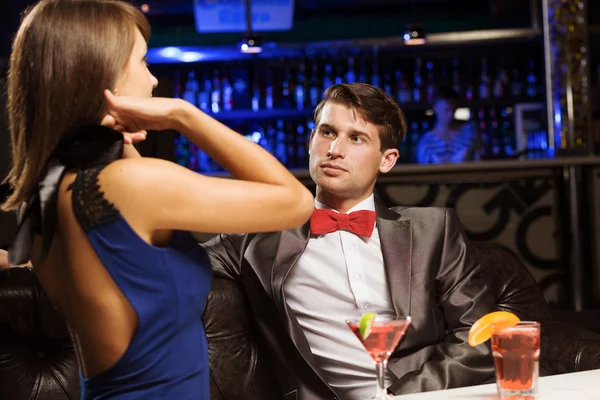 Elegant couple in bar — Stock Photo, Image