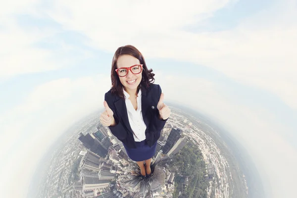 Businesswoman with thumbs up — Stock Photo, Image