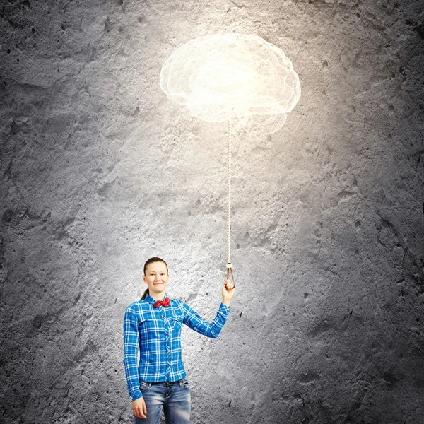 Frau mit Luftballon — Stockfoto