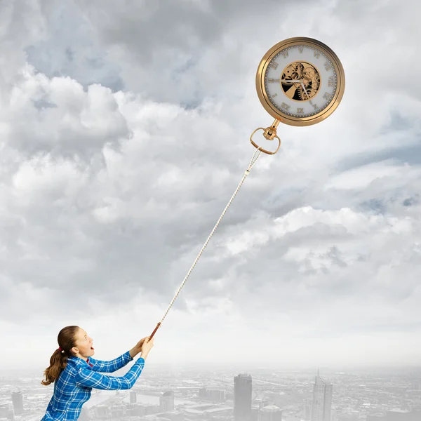 Woman with pocket watch — Stock Photo, Image