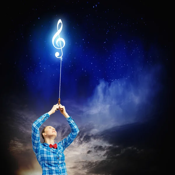 Woman and music sign — Stock Photo, Image