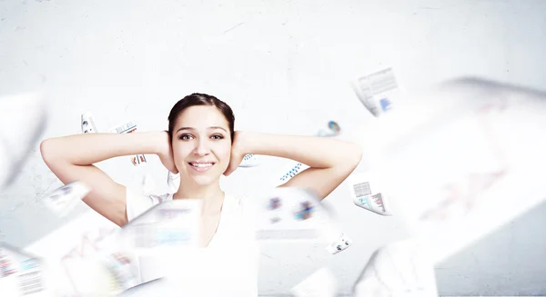 Woman closing her ears with palms — Stock Photo, Image