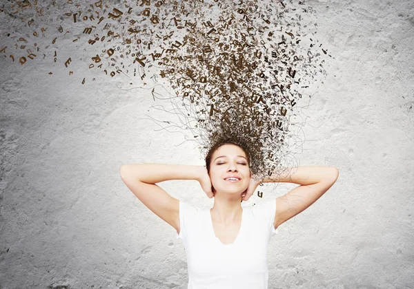 Woman closing her ears with palms — Stock Photo, Image