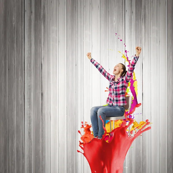 Mujer celebrando el éxito — Foto de Stock