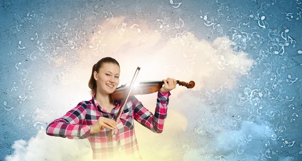 Fille jouant sur le violon — Photo