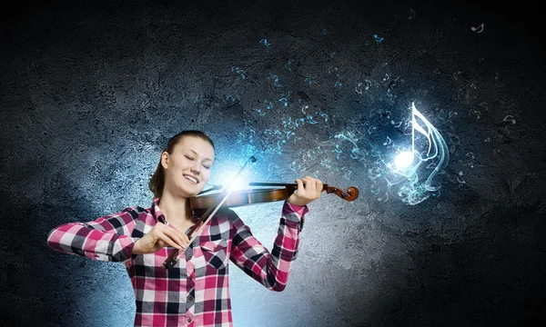 Flicka violinist — Stockfoto