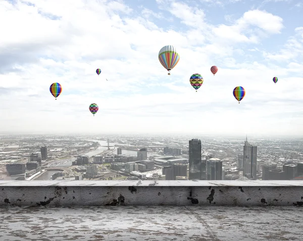 Colorful aerostats flying — Stock Photo, Image